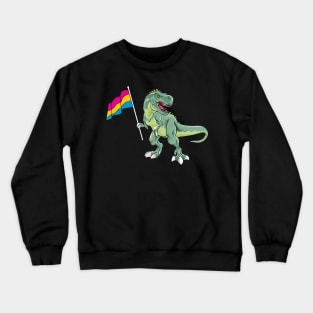 Funny Dinosaur Flag Pansexual Pride LGBT Gift Crewneck Sweatshirt